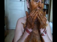 Poop Fetish Porn - rubbing shit all over herself, including face